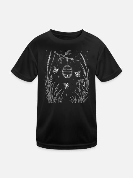 Bees in the grass - Kids Functional T-Shirt - black - Front