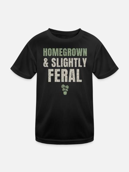 Homegrown And Slightly Feral - Kids Functional T-Shirt - black - Front