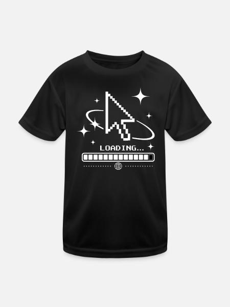 Y2K Cursor & Loading Bar – Retro 2000s Tech Look - Kids Functional T-Shirt - black - Front