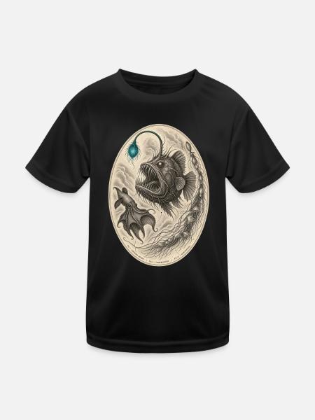 Deep-sea monster – illustration - Kids Functional T-Shirt - black - Front