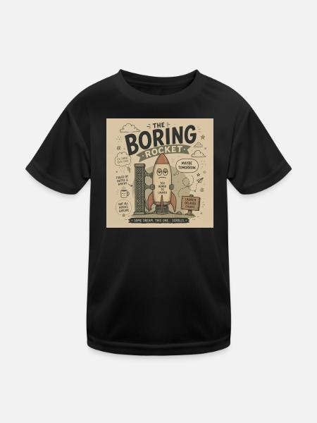 The Boring Rocket - Kids Functional T-Shirt - black - Front
