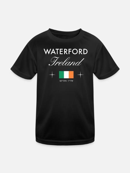 Waterford Ireland Coordinates Travel Souvenir - Kids Functional T-Shirt - black - Front