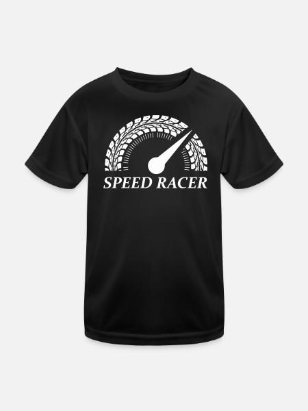 Speed Racer Tire Track - Kids Functional T-Shirt - black - Front