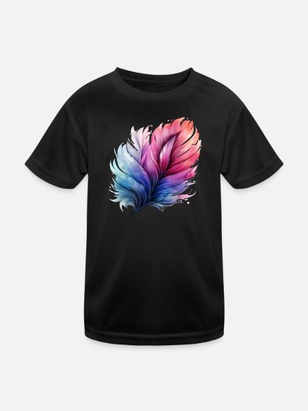 Prismatic Feather Gradient - Kids Functional T-Shirt - black - Front