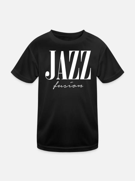 Jazz Fusion Typography Logo - Kids Functional T-Shirt - black - Front