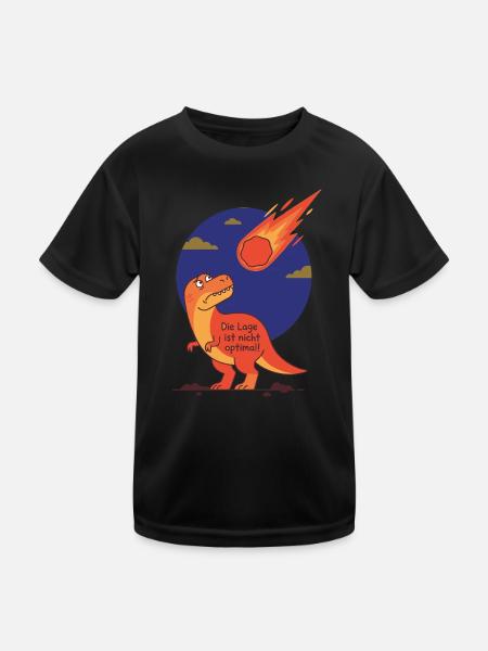 Die Lage ist nicht optimal - Dinosaurier Meteorit - Kinder Funktions-T-Shirt - Schwarz - Vorne