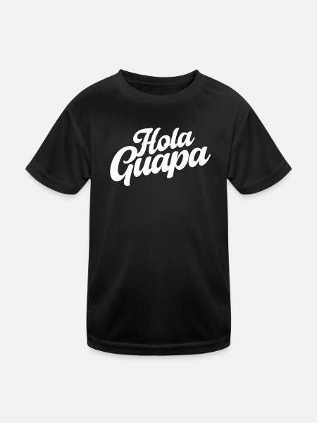 Hola Guapa - Minimalist Spanish Summer Vibes - Kids Functional T-Shirt - black - Front