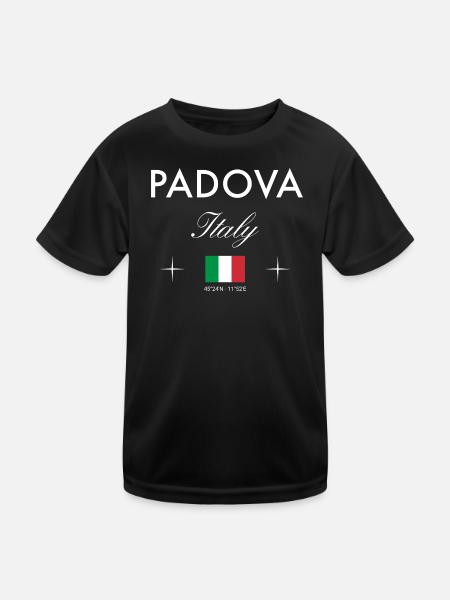 Padua Italy Coordinates Travel Souvenir - Kids Functional T-Shirt - black - Front