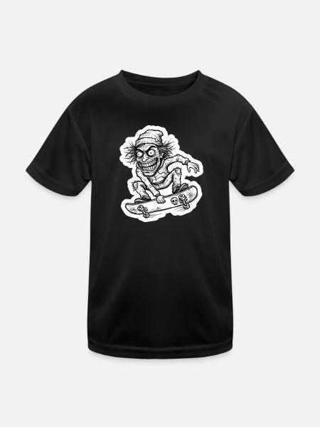 Crazy Skater Sketch - Urban Art - Kids Functional T-Shirt - black - Front