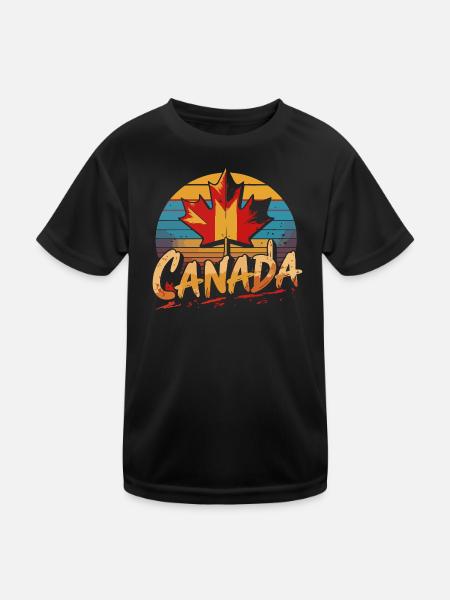 Canada Retro Maple Sunset - Kids Functional T-Shirt - black - Front