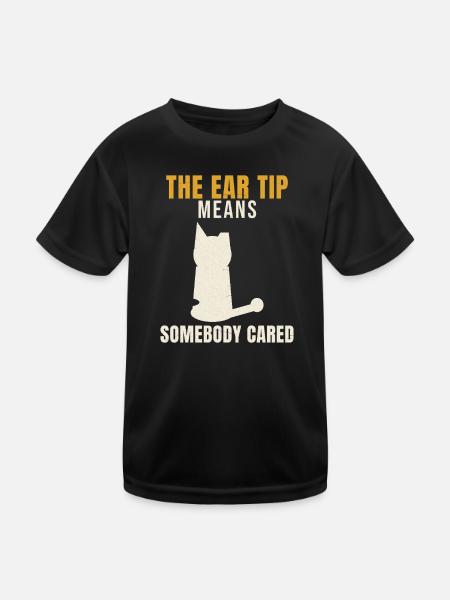 An ear tip with cat ears means - Kids Functional T-Shirt - black - Front