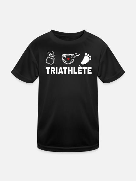 Bébé Triathlète Humour – Cadeau Triathlon - T-shirt sport Enfant - noir - Devant