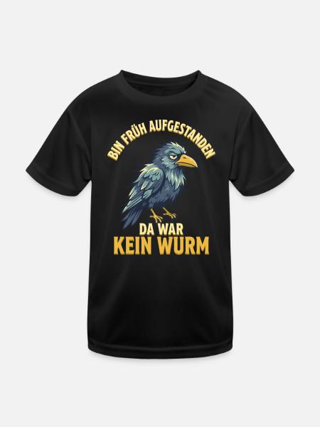 Genervter Rabe Morgenmuffel - Kinder Funktions-T-Shirt - Schwarz