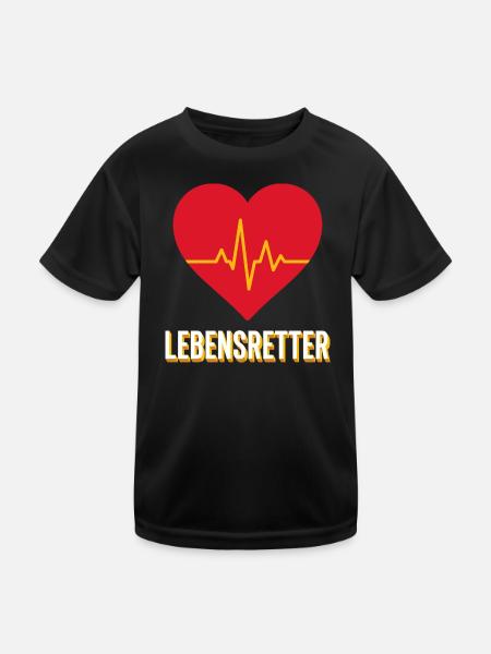 Lebensretter Herzschlag Rettungsdienst Geschenk - Kinder Funktions-T-Shirt - Schwarz