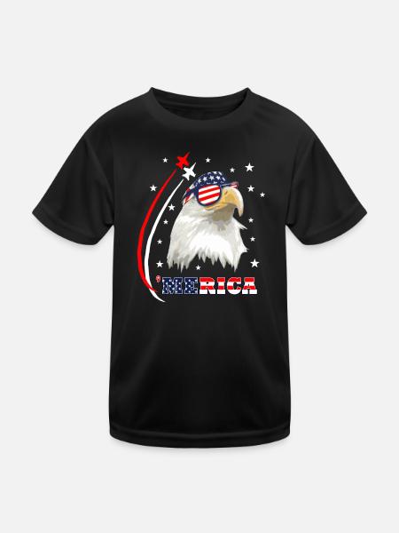 Merica Eagle - Kinder Funktions-T-Shirt - Schwarz - Vorne