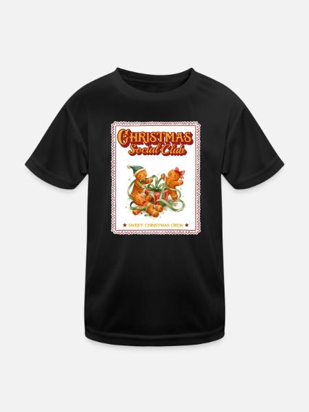 Christmas Social Club Lebkuchen Geschenke Retro - Kinder Funktions-T-Shirt - Schwarz - Vorne