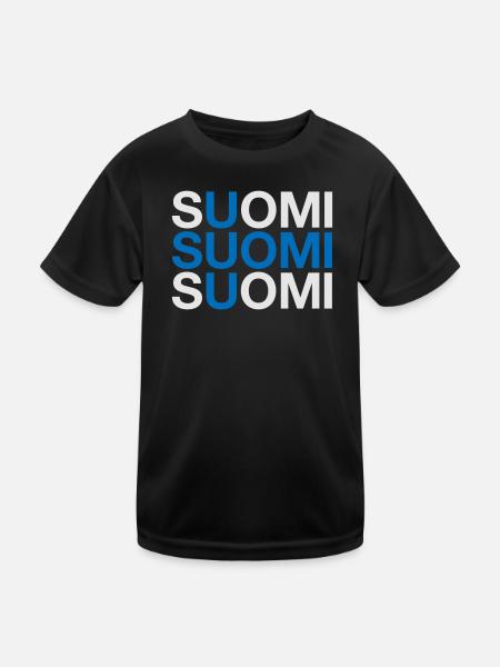 FINNLAND Finland Suomi Finnische Flagge - Kinder Funktions-T-Shirt - Schwarz
