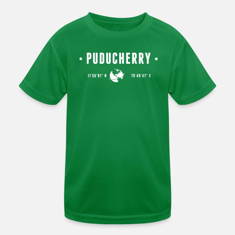 PUDUCHERRY Stylized Geographical Coordinates Kids Functional T-Shirt