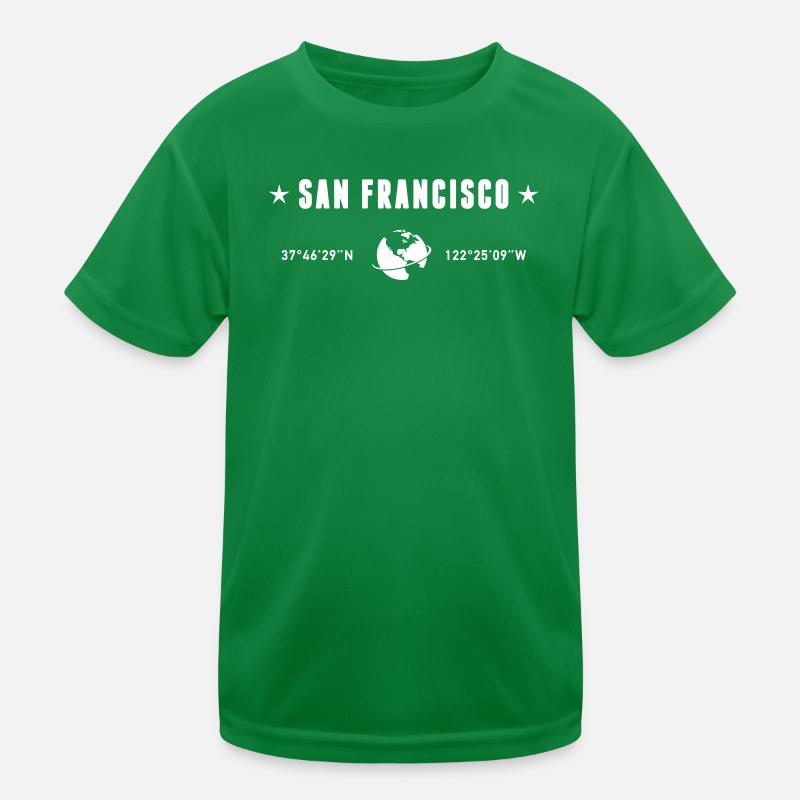 San Francisco Coordinates Planet Earth White Kids Functional T-Shirt