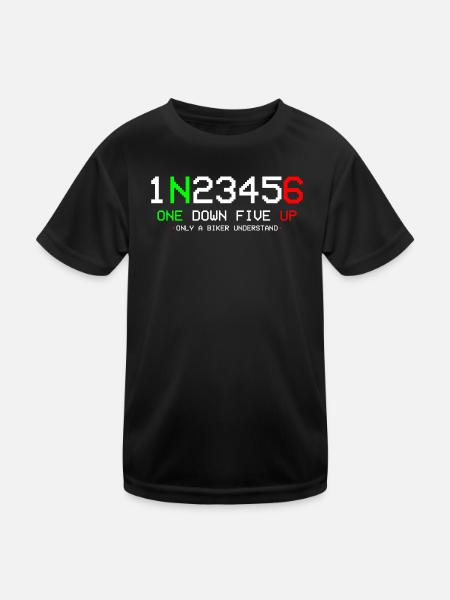 Motorrad 1N23456 - Kinder Funktions-T-Shirt - Schwarz - Vorne