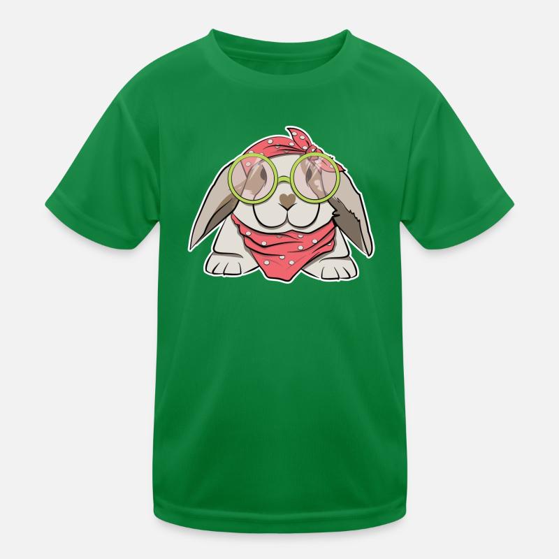 Hase mit Brille Rockabilly Geschenk süß Kinder Funktions-T-Shirt