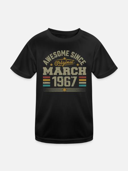 March 1967 Birthday Vintage 1967 Gift Idea - Kids Functional T-Shirt - black - Front