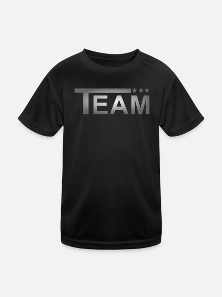 Team Stars Grau - Kinder Funktions-T-Shirt - Schwarz - Vorne