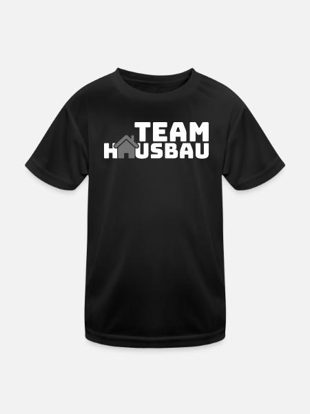 Team House Building Logo Motif - Kids Functional T-Shirt - black - Front