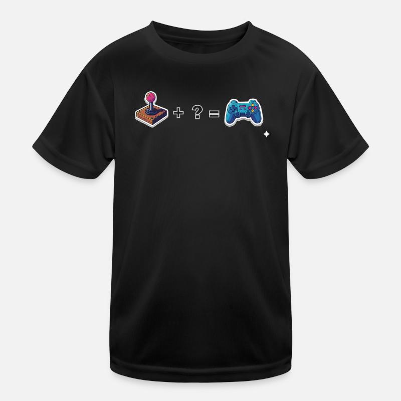 Retro joystick meets gamepad - Kids Functional T-Shirt - black