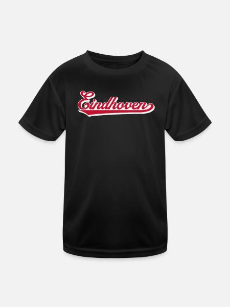 Eindhoven Script Stadtlogo - Kinder Funktions-T-Shirt - Schwarz - Vorne