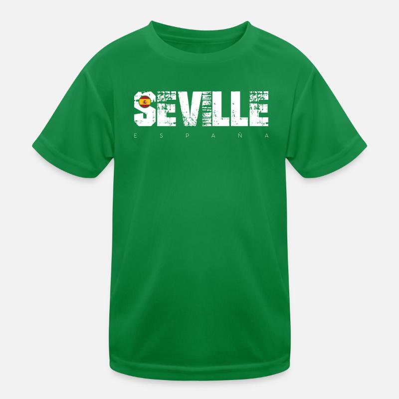 Seville Distressed Typography with Flag Kids Functional T-Shirt
