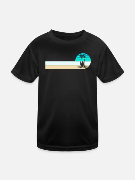 Skyline des Strandes - Kinder Funktions-T-Shirt - Schwarz - Vorne