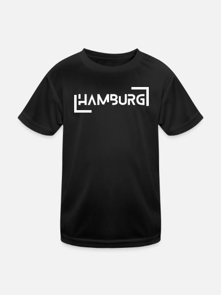Hamburg - Kinder Funktions-T-Shirt - Schwarz - Vorne