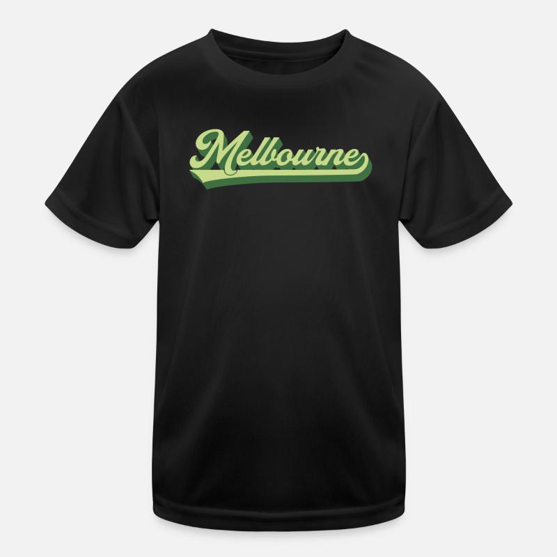 Melbourne Retro Schriftzug Kinder Funktions-T-Shirt