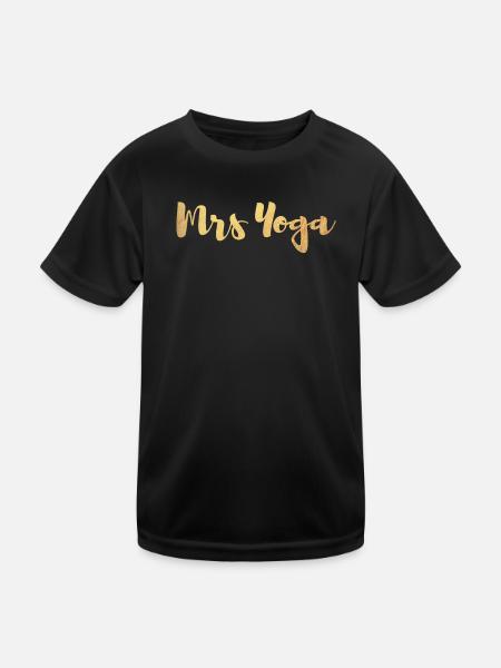 Mrs. Mrs. Yoga Fan Gold Exclusive Handwriting Pair - Kids Functional T-Shirt - black - Front