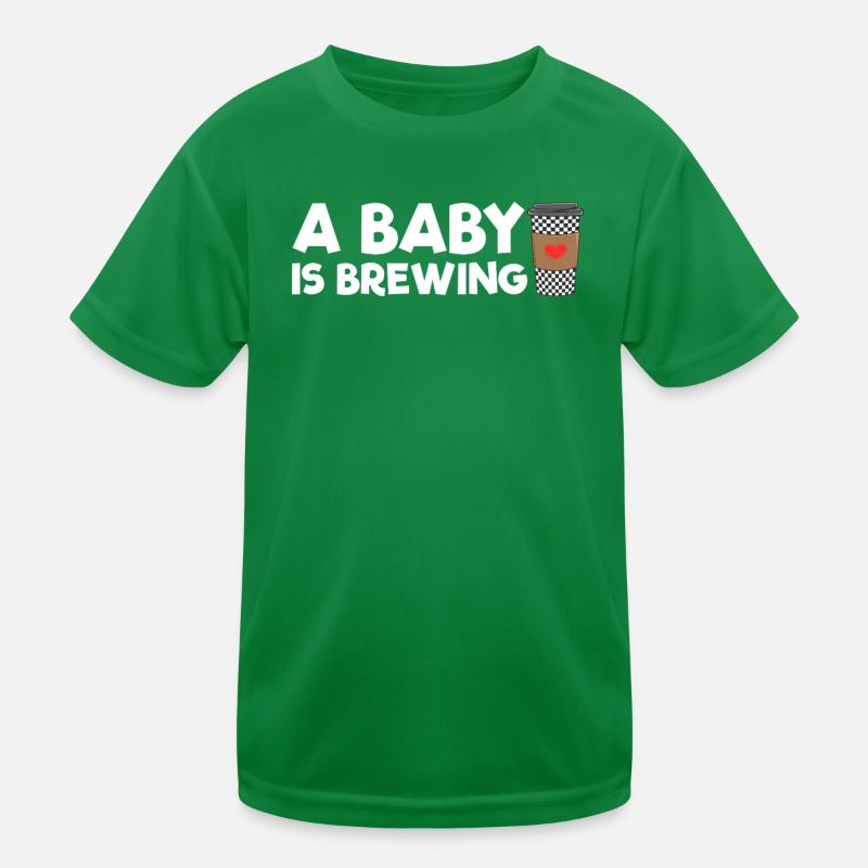 An expectant mother whose baby is brewing coffee Kids Functional T-Shirt