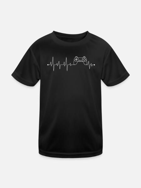 Gaming Heartbeat Controller - Kids Functional T-Shirt - black - Front