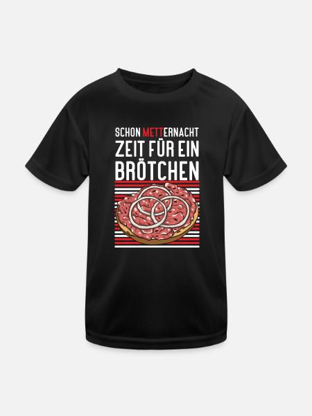 Mannes Mett Mettbrötchen Witzig Fleisch Essen - Kinder Funktions-T-Shirt - Schwarz - Vorne