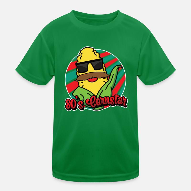 80er Cornstar Mustache Bart Lustig Schnurrbart Kinder Funktions-T-Shirt