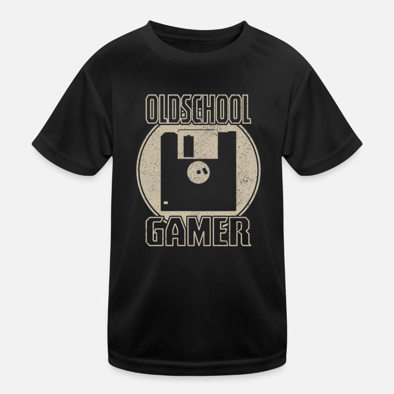 Oldschool Gamer Diskette Diskettenspiele Nerd Geek Kinder Funktions-T-Shirt