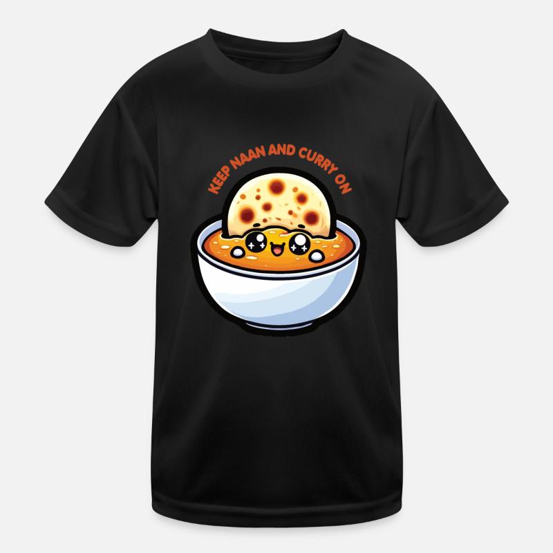 Kawaii "Keep Naan and Curry on" Design Kinder Funktions-T-Shirt