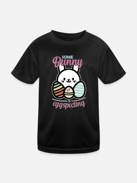 Ostern Schwangerschaft Ankündigung Ostereier - Kinder Funktions-T-Shirt - Schwarz - Vorne