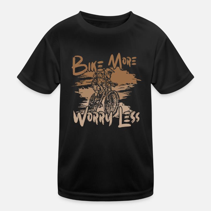 Mehr Sorgen, weniger Mountainbiken bergab Kinder Funktions-T-Shirt