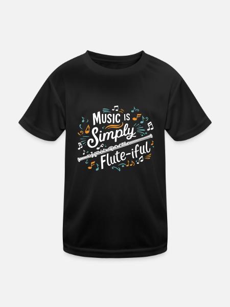 Lustiges Flötenwortspiel Instrument Querflöte Musik - Kinder Funktions-T-Shirt - Schwarz