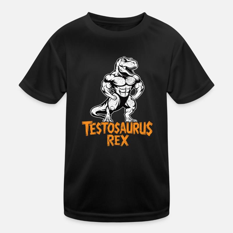 Testosaurus Rex Lustiger Bodybuilder Dinosaurier Kinder Funktions-T-Shirt
