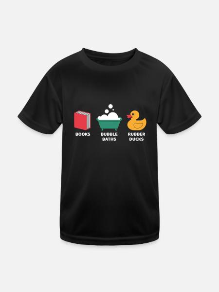 Bücher Schaumbäder und Quietscheenten - Kinder Funktions-T-Shirt - Schwarz - Vorne