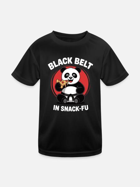 Black Belt in Snack-Fu Funny Food Lover Panda - Kids Functional T-Shirt - black