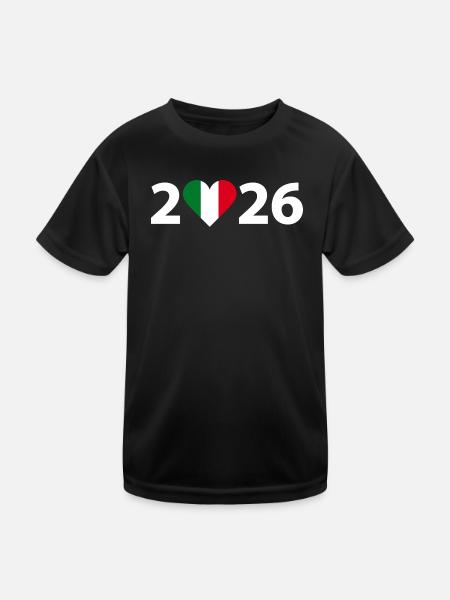 I love Italien 2026, Italien 2026 - Kinder Funktions-T-Shirt - Schwarz - Vorne