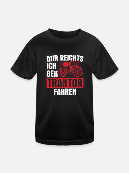 Traktor Landwirtschaft Bauer - Kinder Funktions-T-Shirt - Schwarz - Vorne