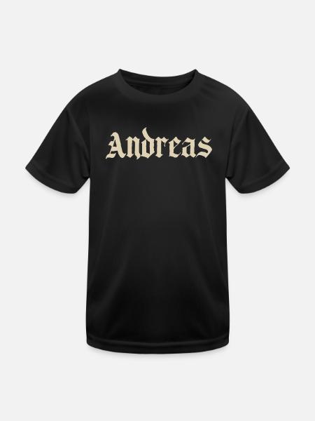 Andreas Fraktur Font Motif - Kids Functional T-Shirt - black - Front